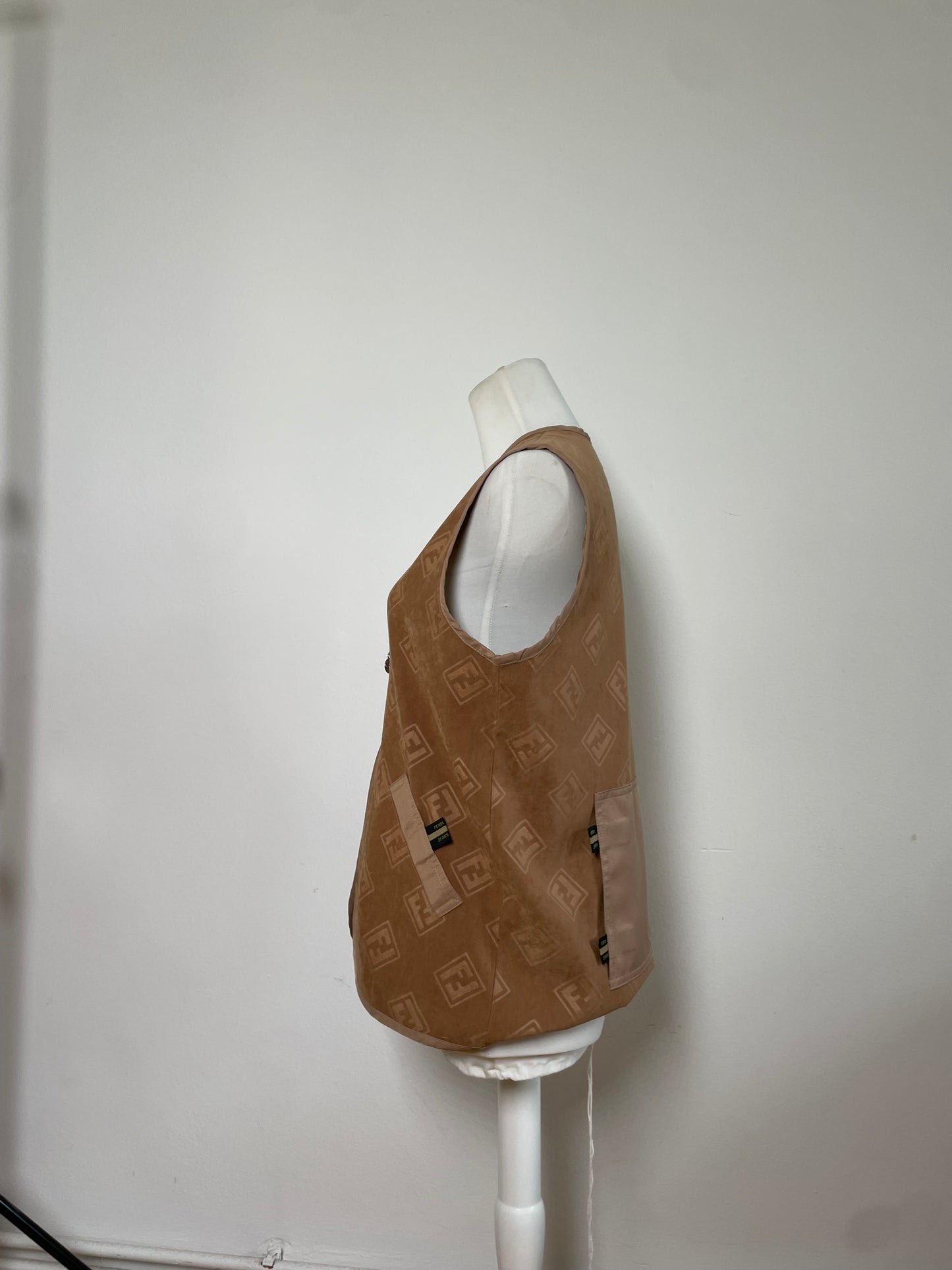 Vintage Fendi FF Monogram Vest Beige Light Brown L