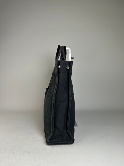 Vintage Hermès Canvas Tote Bag Black Grey