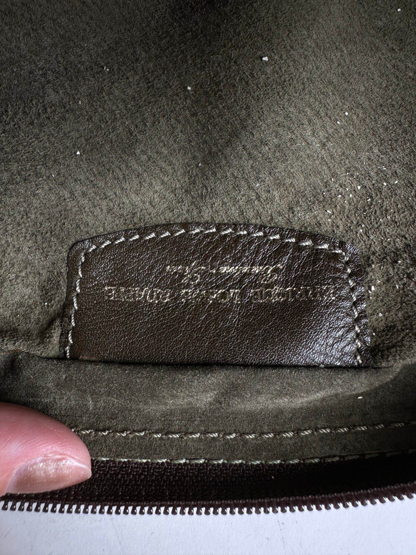Vintage Loewe Textured Leather Cosmetic Case Olive Brown