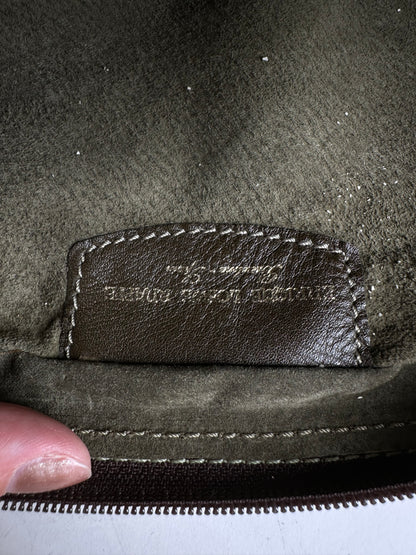 Vintage Loewe Textured Leather Cosmetic Case Olive Brown