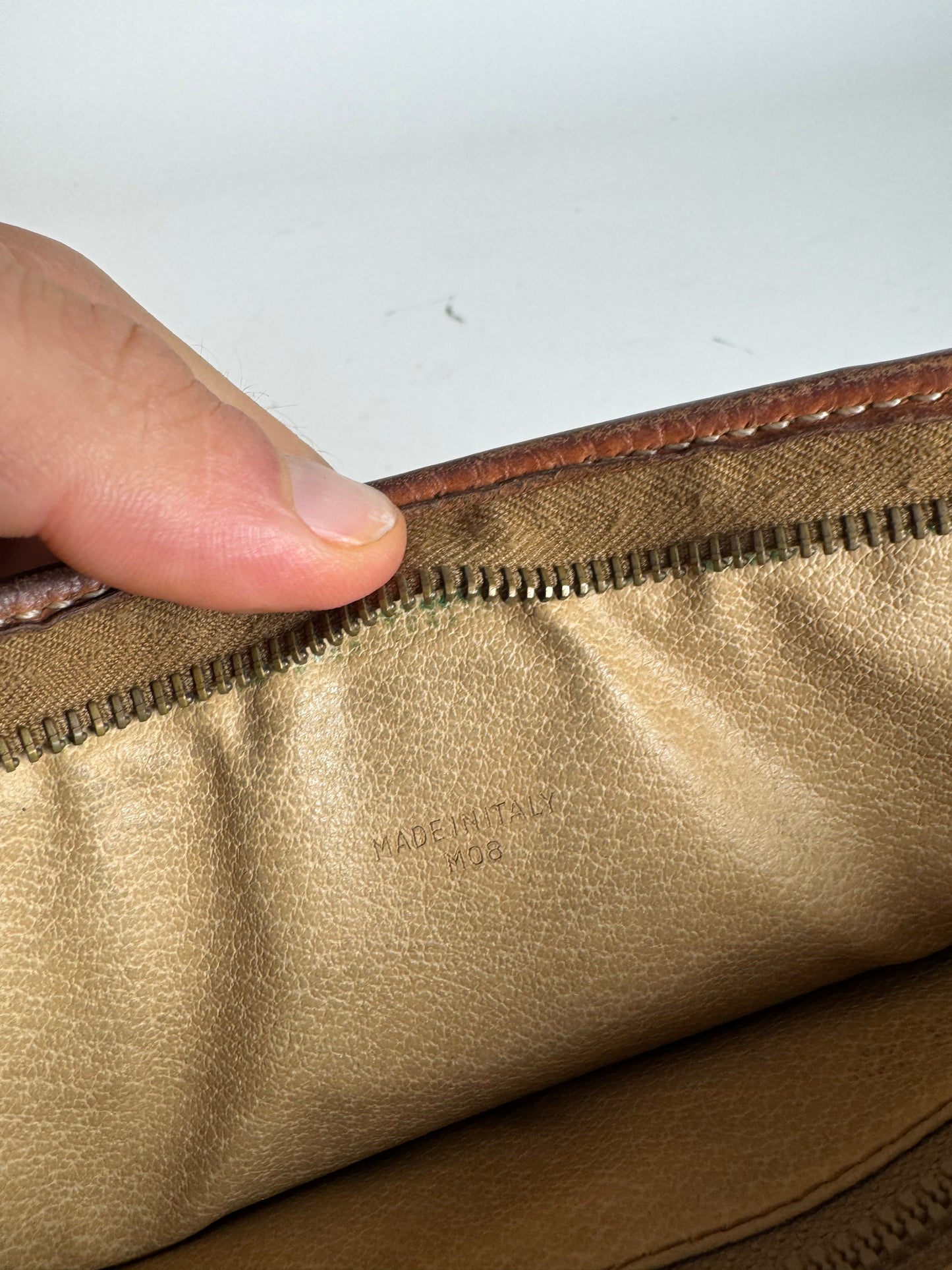 Vintage Celine Triomphe Monogram Leather Clutch Brown