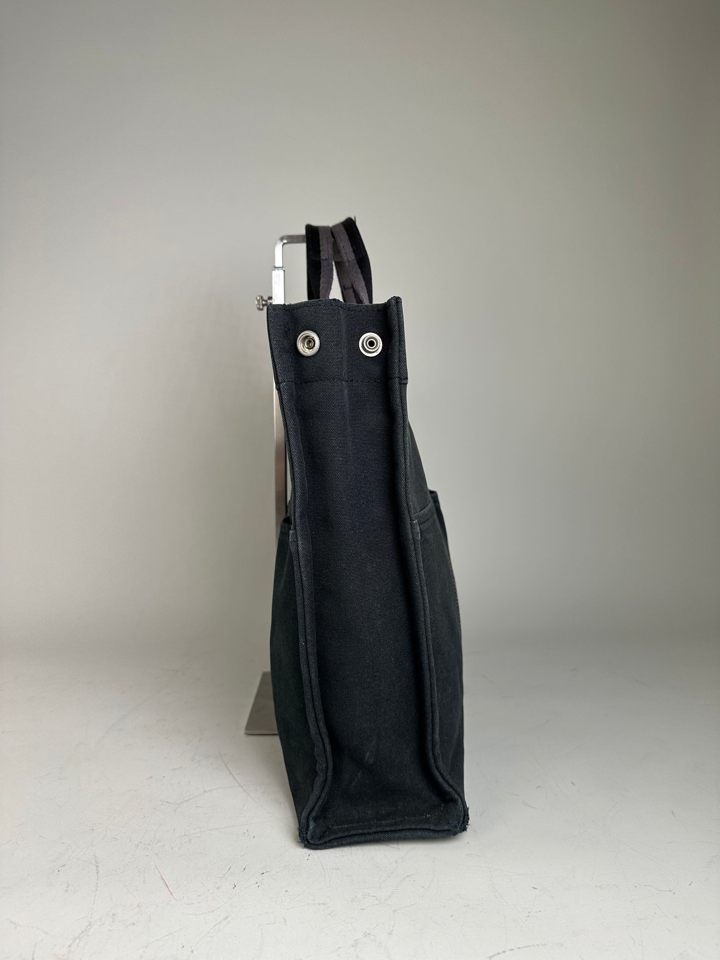 Vintage Hermès Canvas Tote Bag Black Grey