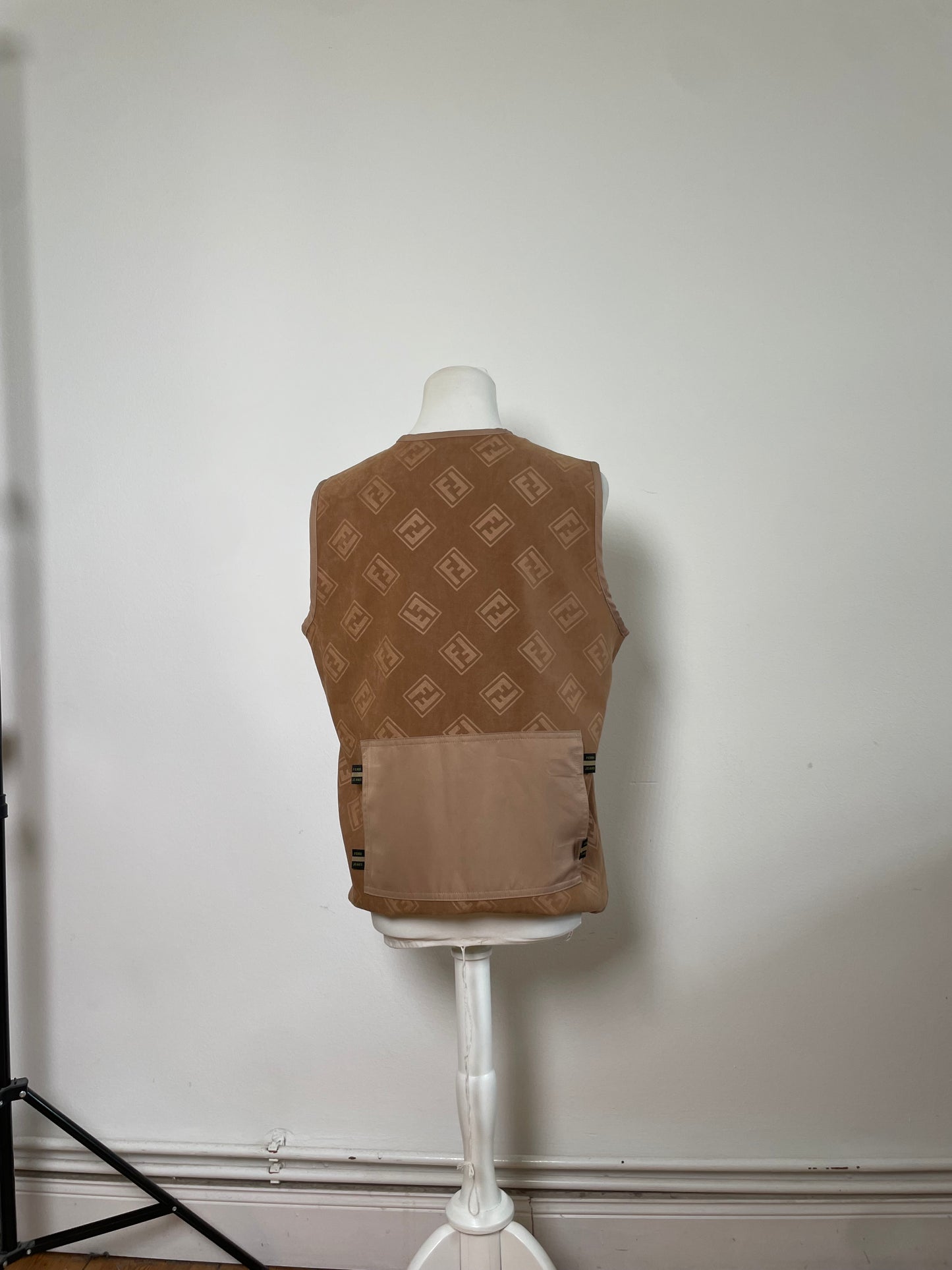 Vintage Fendi FF Monogram Vest Beige Light Brown L