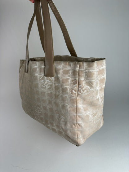 Vintage Chanel Monogram Shopper beige