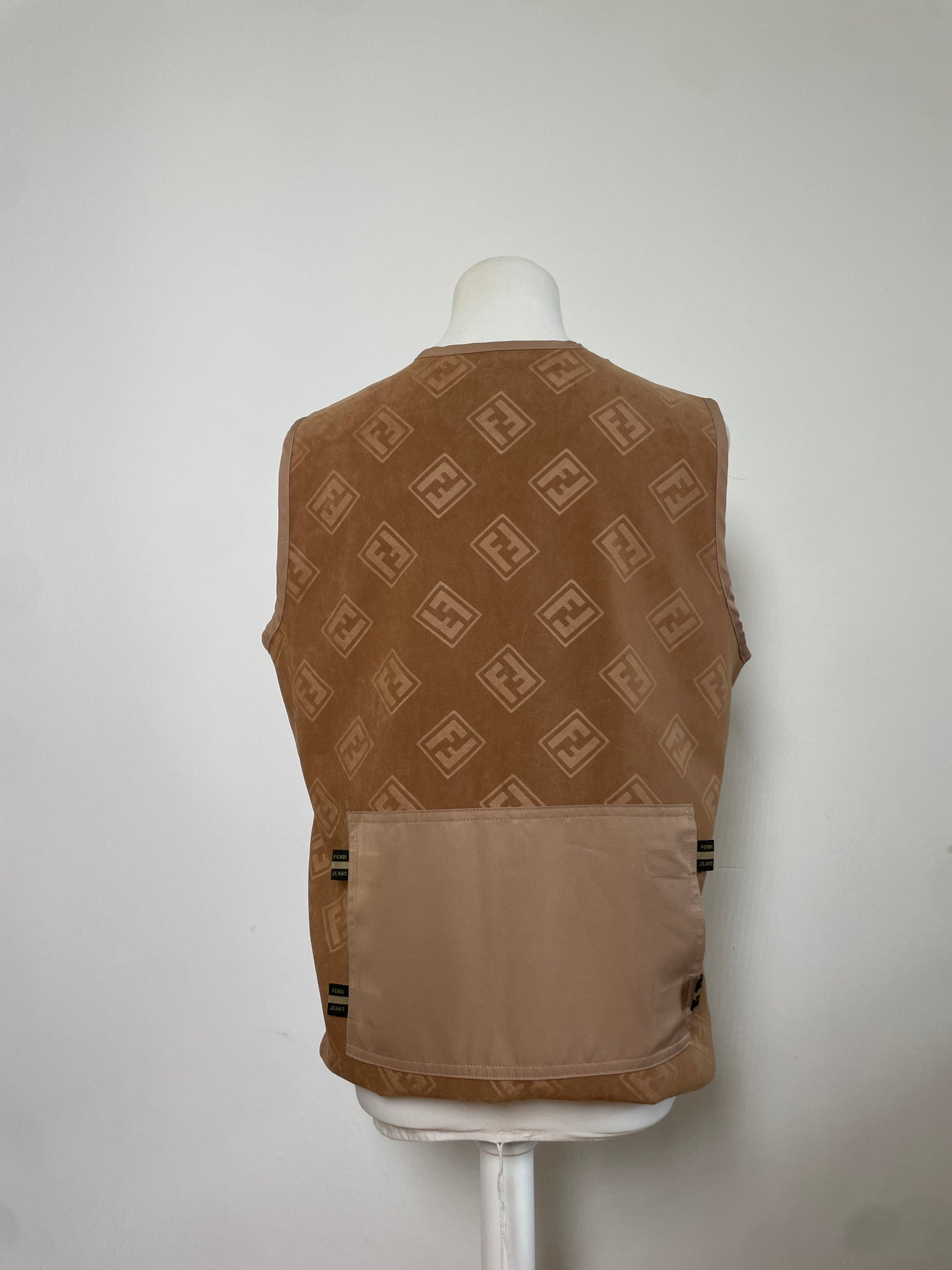 Vintage Fendi FF Monogram Vest Beige Light Brown L