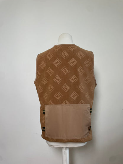 Vintage Fendi FF Monogram Vest Beige Light Brown L