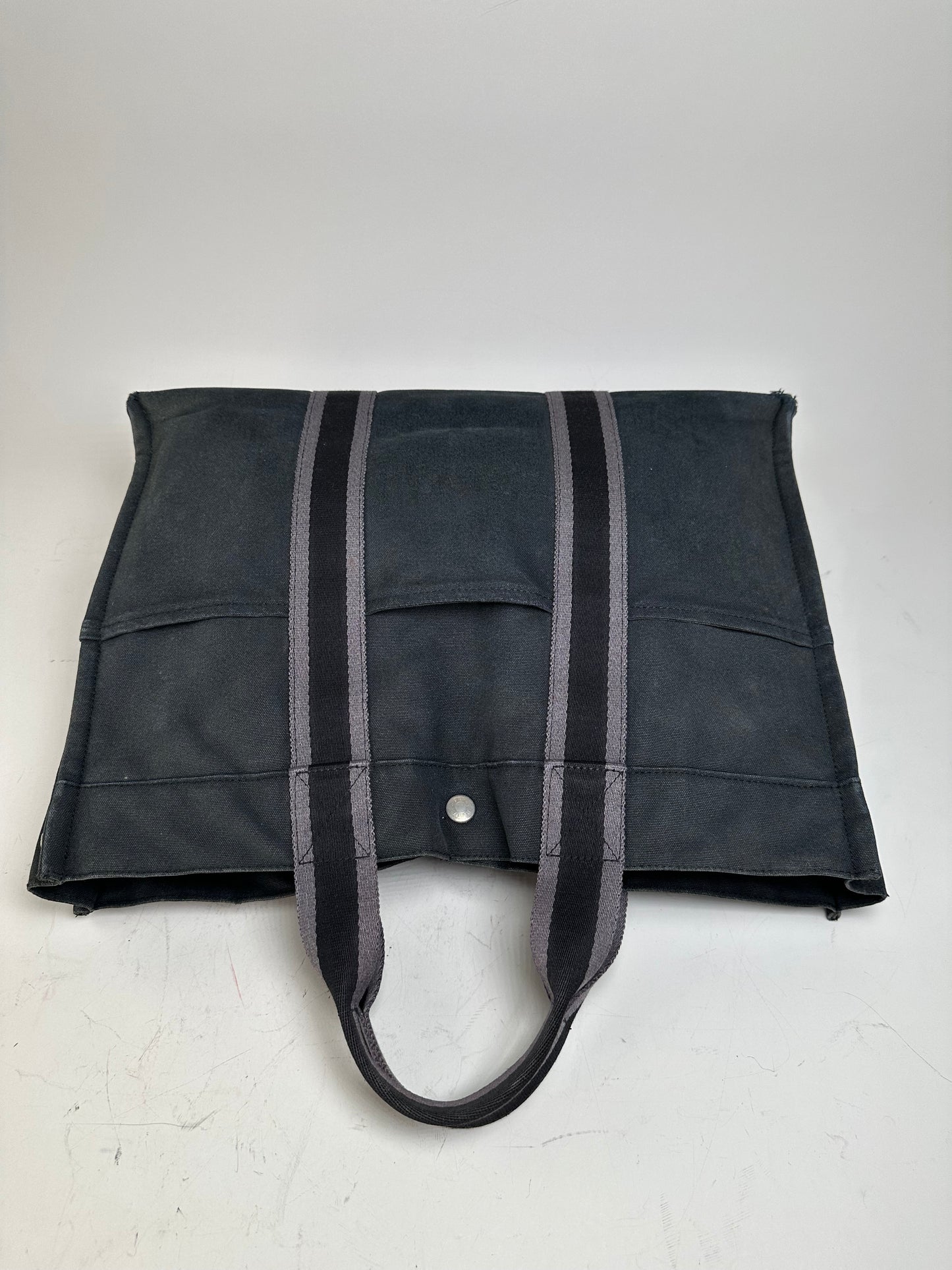 Vintage Hermès Canvas Tote Bag Black Grey