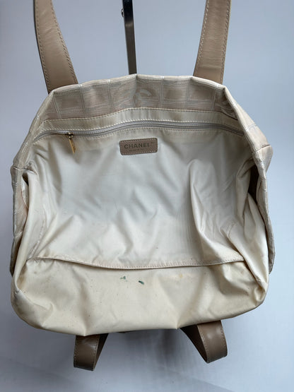 Vintage Chanel Monogram Shopper beige