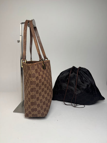 Vintage Gucci Monogram Mini Tote Bag Gold Brown