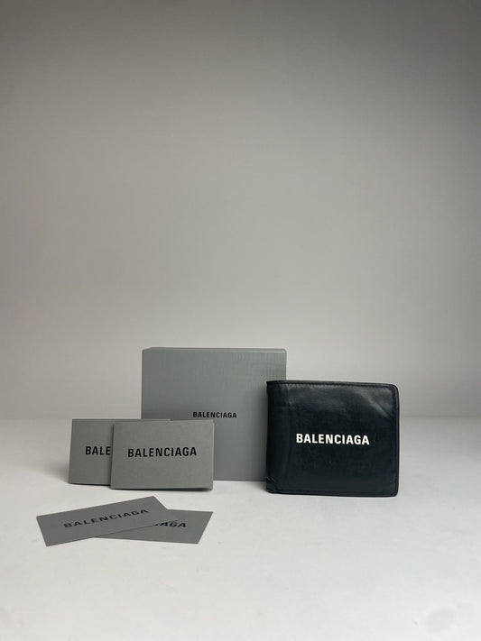 Vintage Balenciaga Flapable Leather Wallet Black