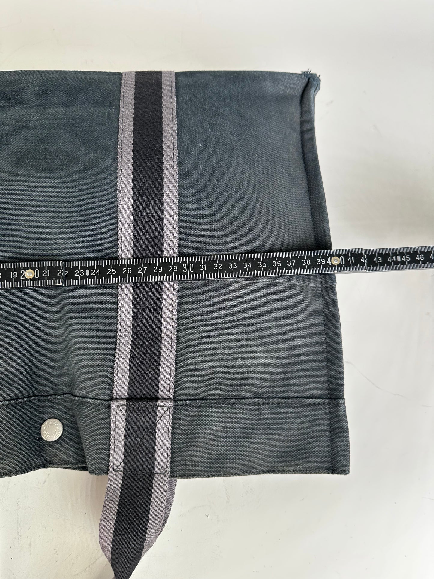 Vintage Hermès Canvas Tote Bag Black Grey
