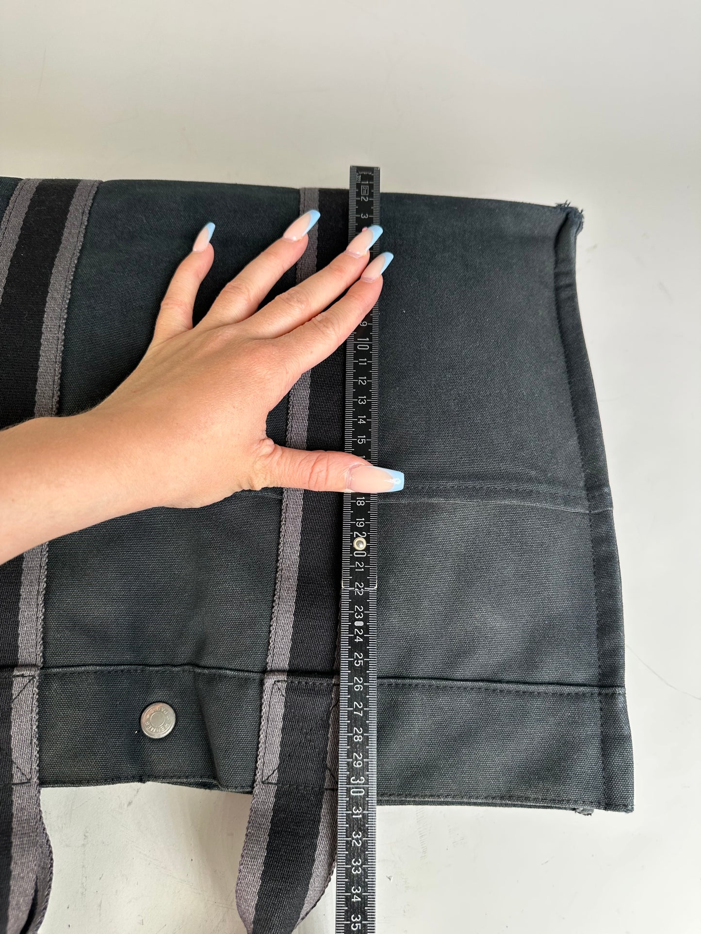 Vintage Hermès Canvas Tote Bag Black Grey