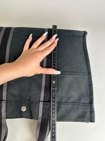 Vintage Hermès Canvas Tote Bag Black Grey