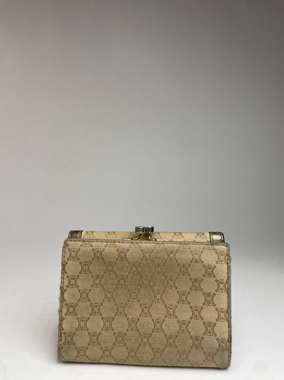 Vintage Celine Triomphe Monogram Canvas Leather Wallet Brown Bronze