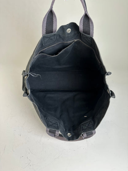 Vintage Hermès Canvas Tote Bag Black Grey