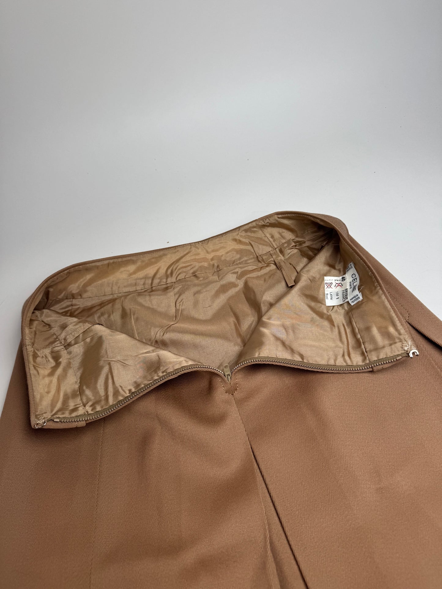 Vintage Celine Paris Wool Skirt Brown M