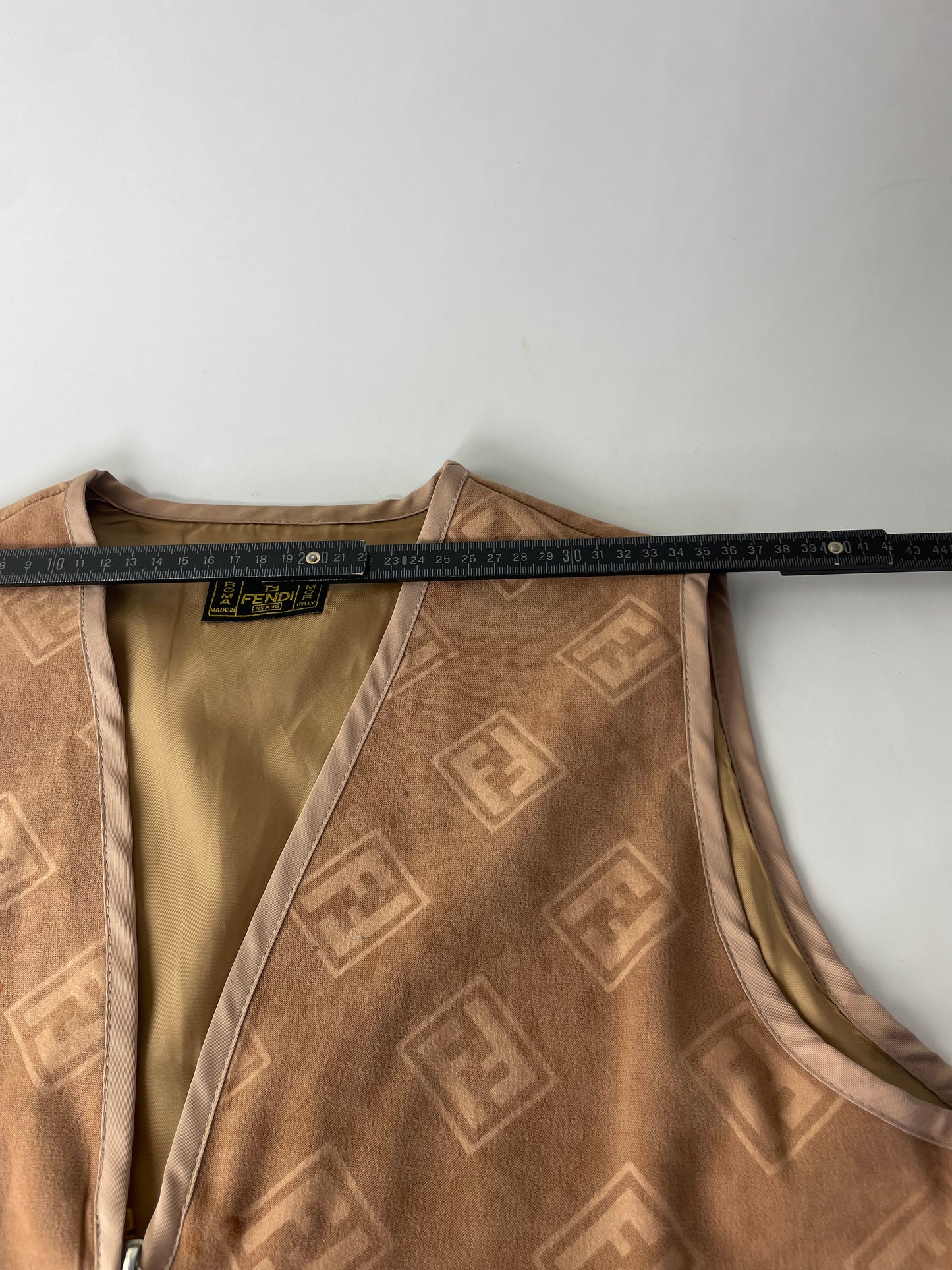 Vintage Fendi FF Monogram Vest Beige Light Brown L