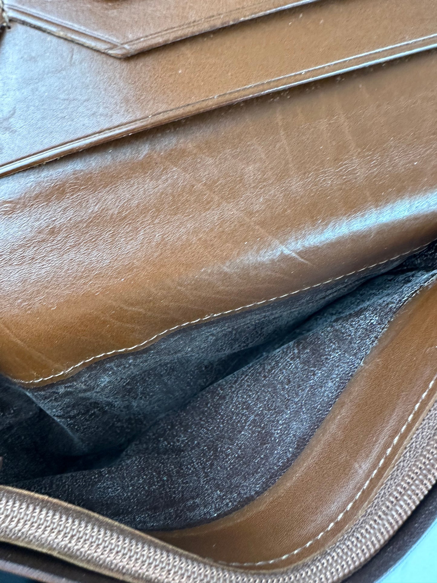 Vintage Yves Saint Laurent YSL Monogram Leather Wallet Cognac