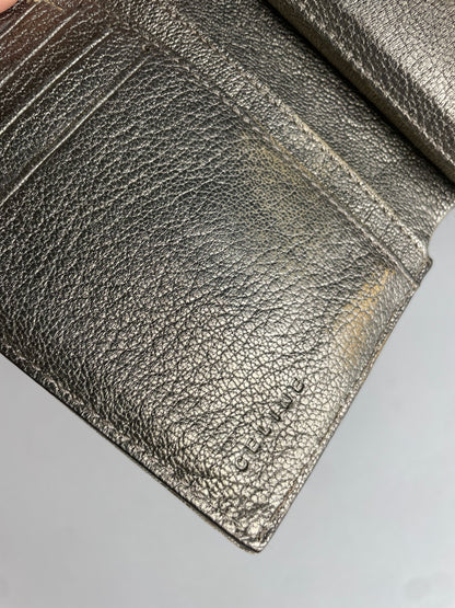 Vintage Celine Triomphe Monogram Canvas Leather Wallet Brown Bronze