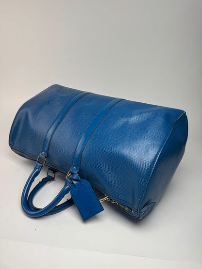 Sac de sport vintage Louis Vuitton en cuir EPI bleu
