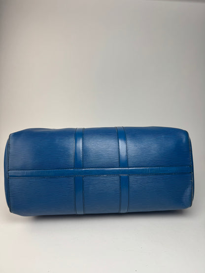 Sac de sport vintage Louis Vuitton en cuir EPI bleu