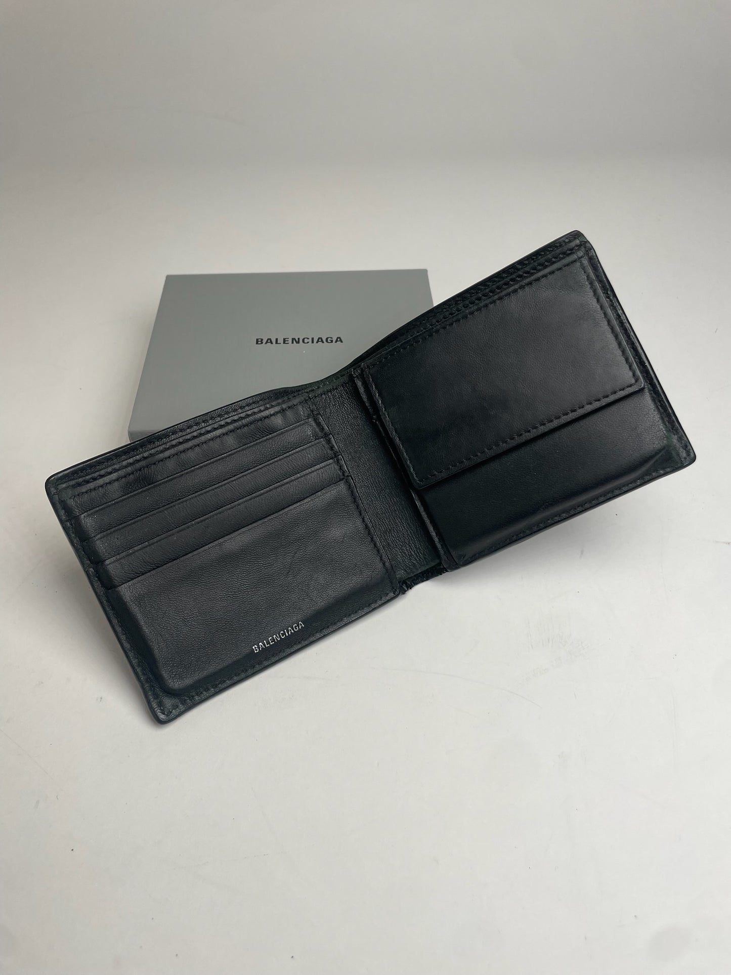 Vintage Balenciaga Flapable Leather Wallet Black