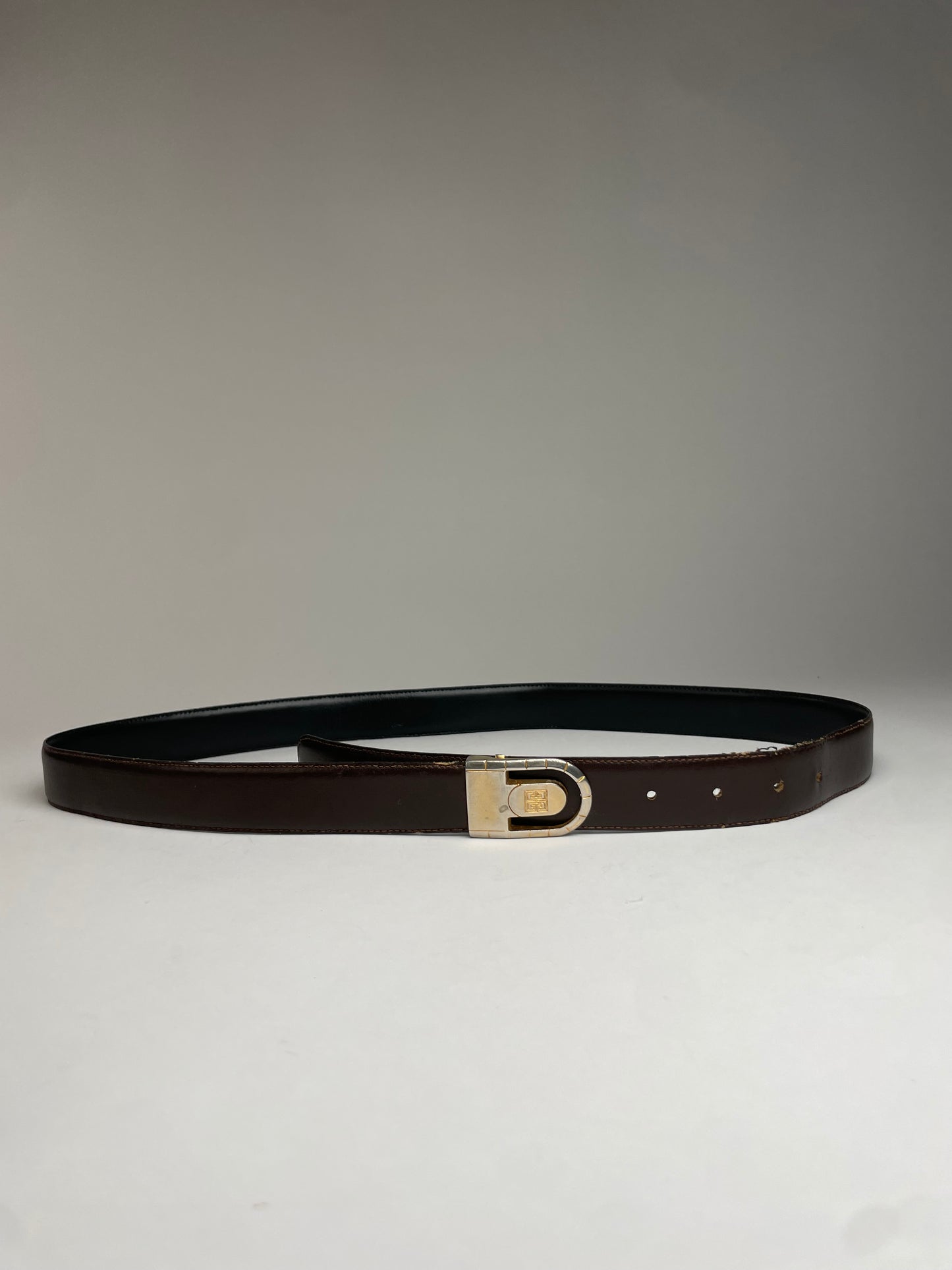 Vintage Givenchy Reversible Leather Belt Black Brown