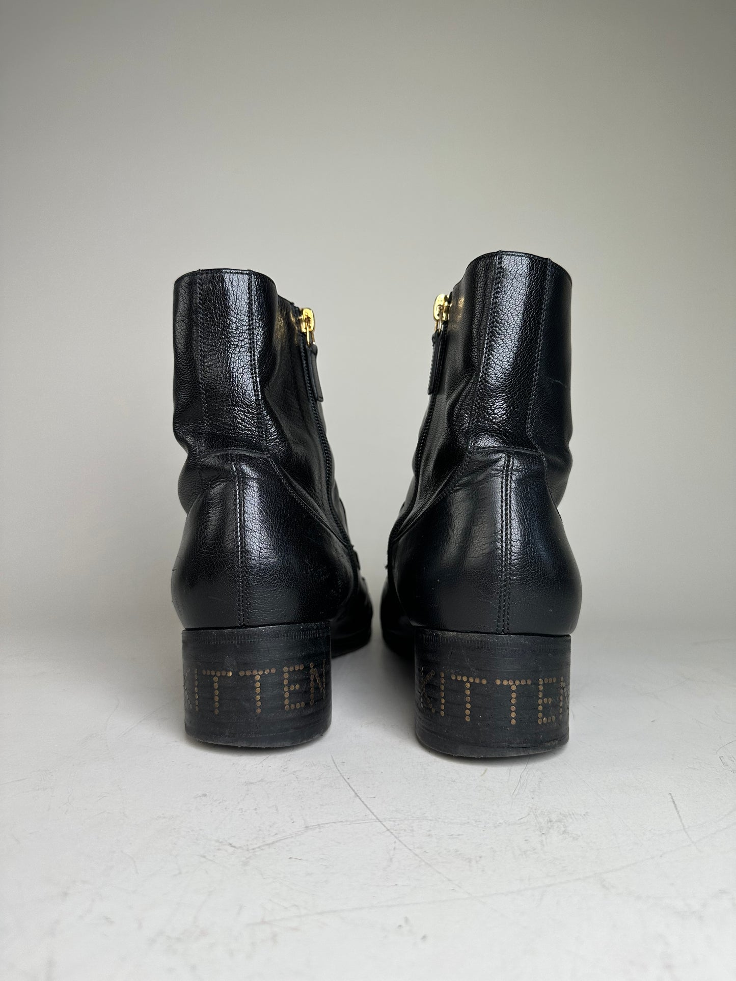 Vintage Gucci Men's Leather Ankle Boots Black Gold EU9.5