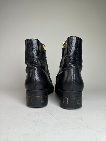 Vintage Gucci Men's Leather Ankle Boots Black Gold EU9.5