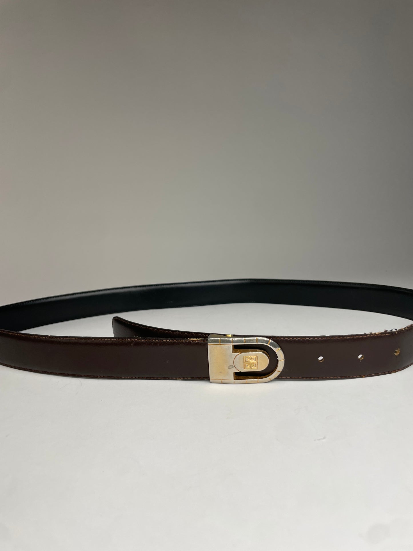 Vintage Givenchy Reversible Leather Belt Black Brown