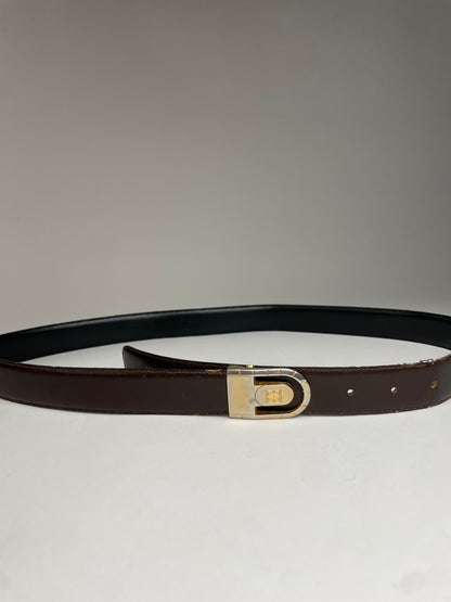 Vintage Givenchy Reversible Leather Belt Black Brown