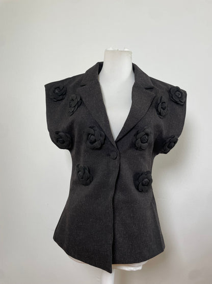 Vintage Courreges Wool Blend Blazer Charcoal Grey c. 1990s