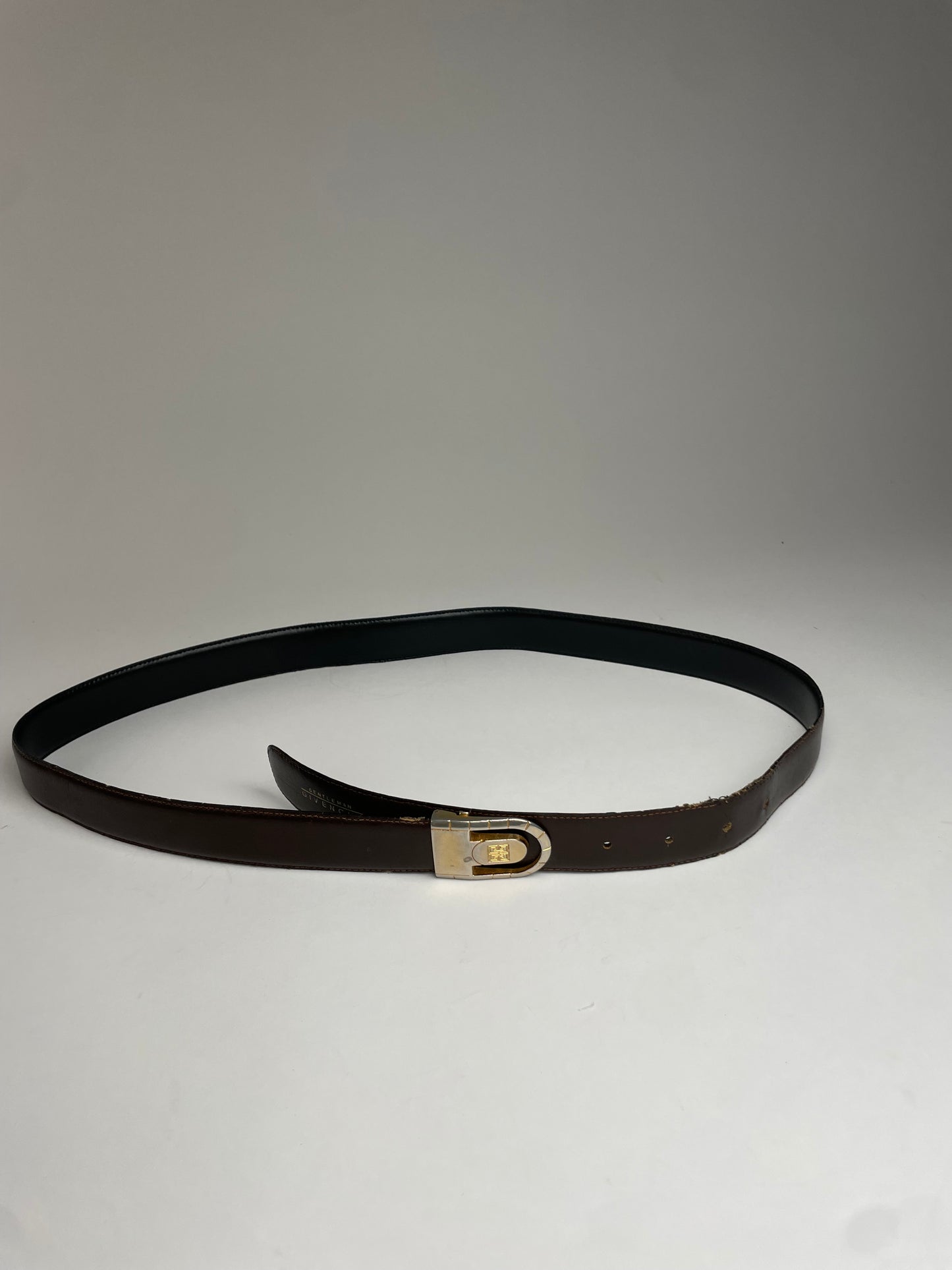 Vintage Givenchy Reversible Leather Belt Black Brown