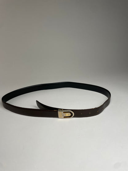 Vintage Givenchy Reversible Leather Belt Black Brown
