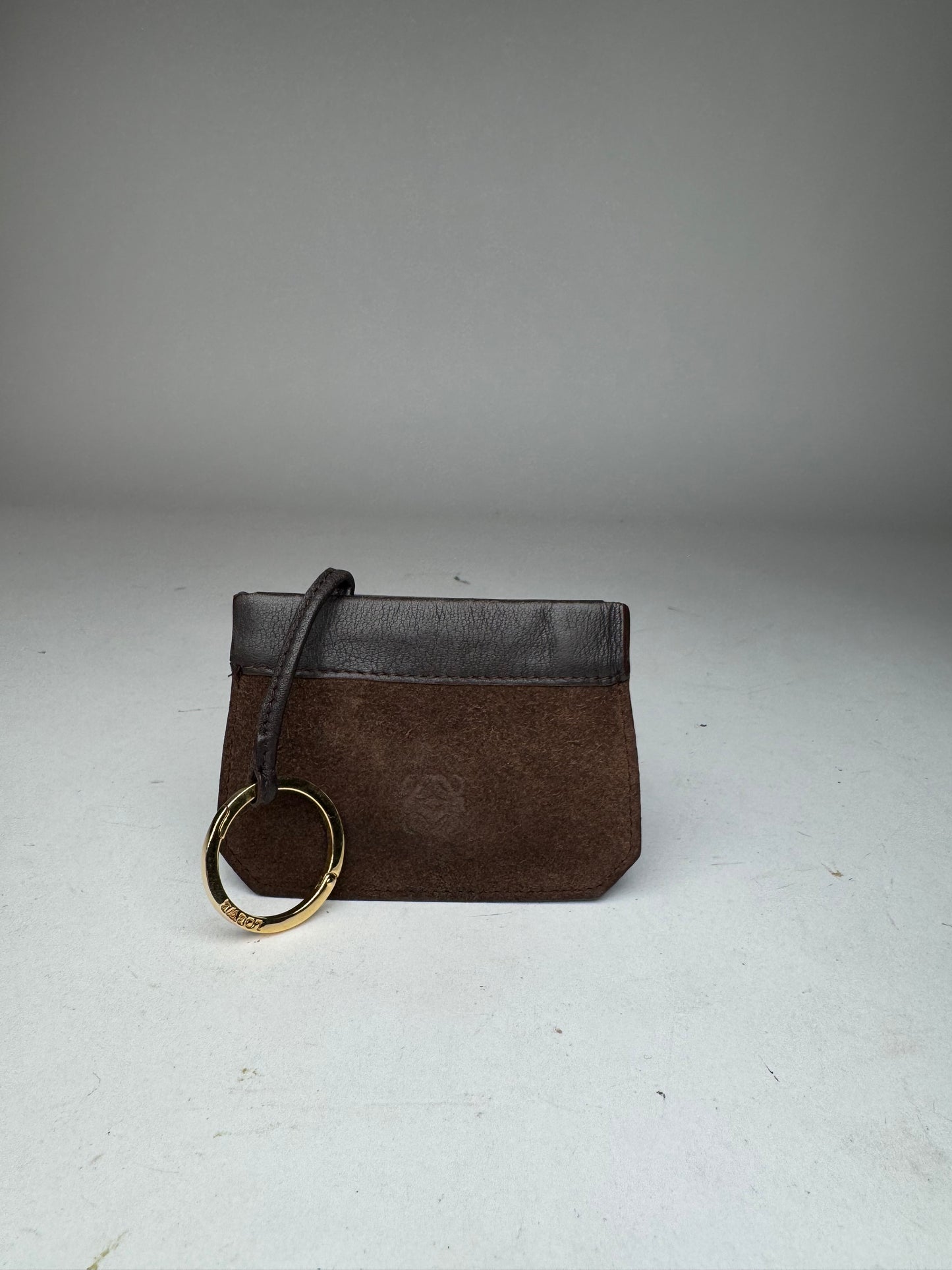 Vintage Loewe Suede Leather Card Holder Brown
