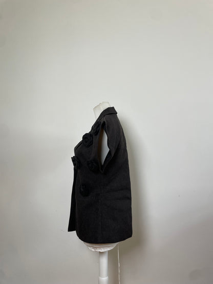 Vintage Courreges Wool Blend Blazer Charcoal Grey c. 1990s