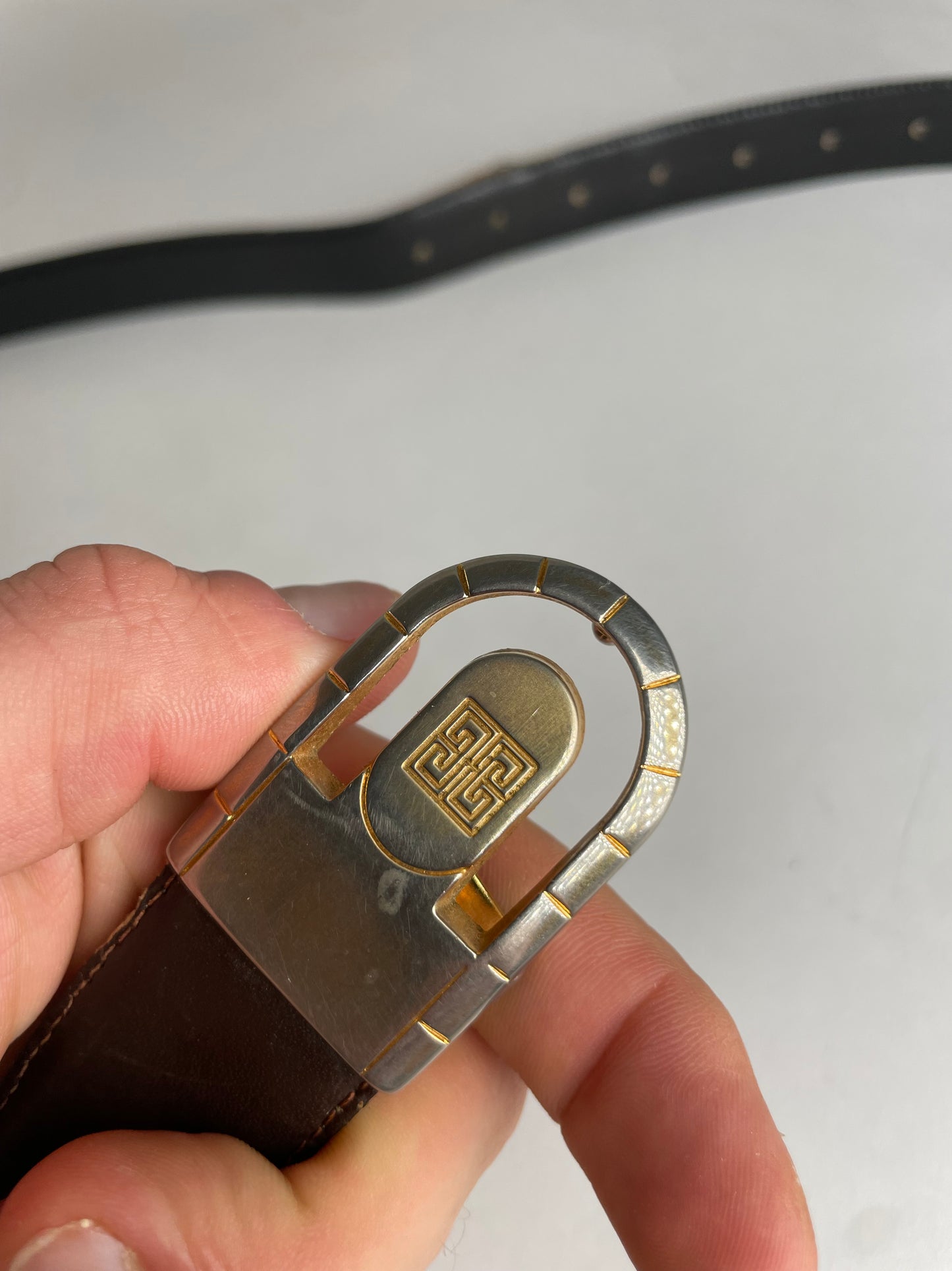 Vintage Givenchy Reversible Leather Belt Black Brown