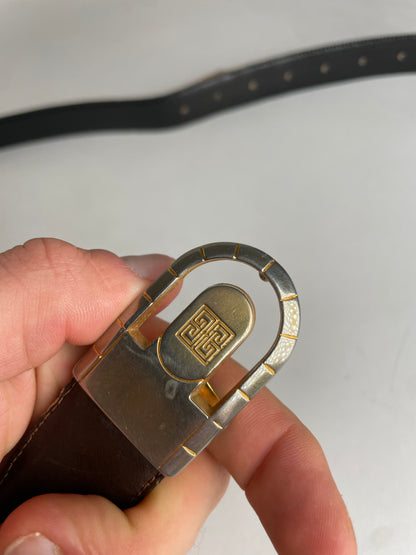 Vintage Givenchy Reversible Leather Belt Black Brown