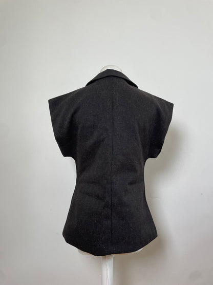 Vintage Courreges Wool Blend Blazer Charcoal Grey c. 1990s