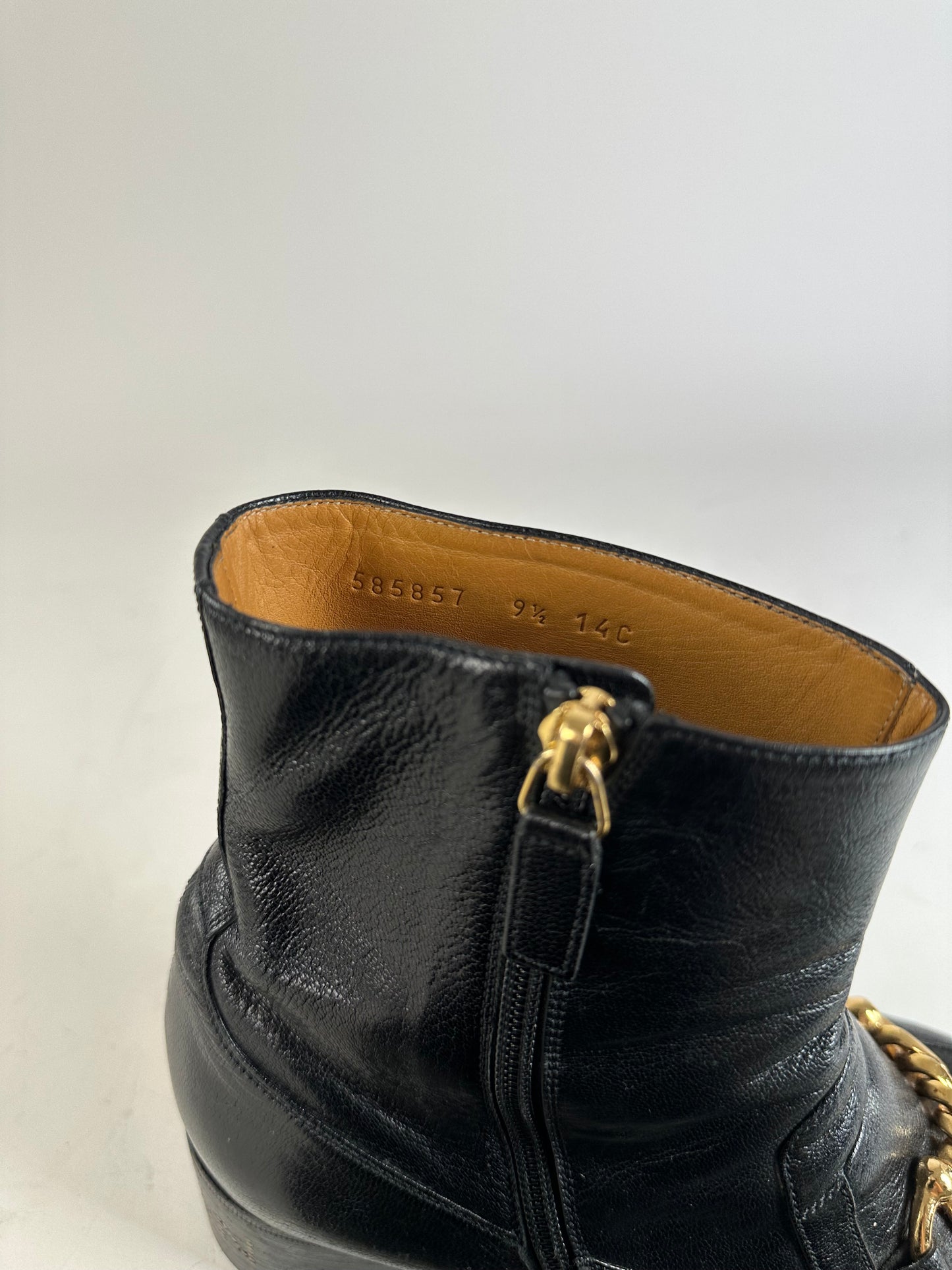 Vintage Gucci Men's Leather Ankle Boots Black Gold EU9.5