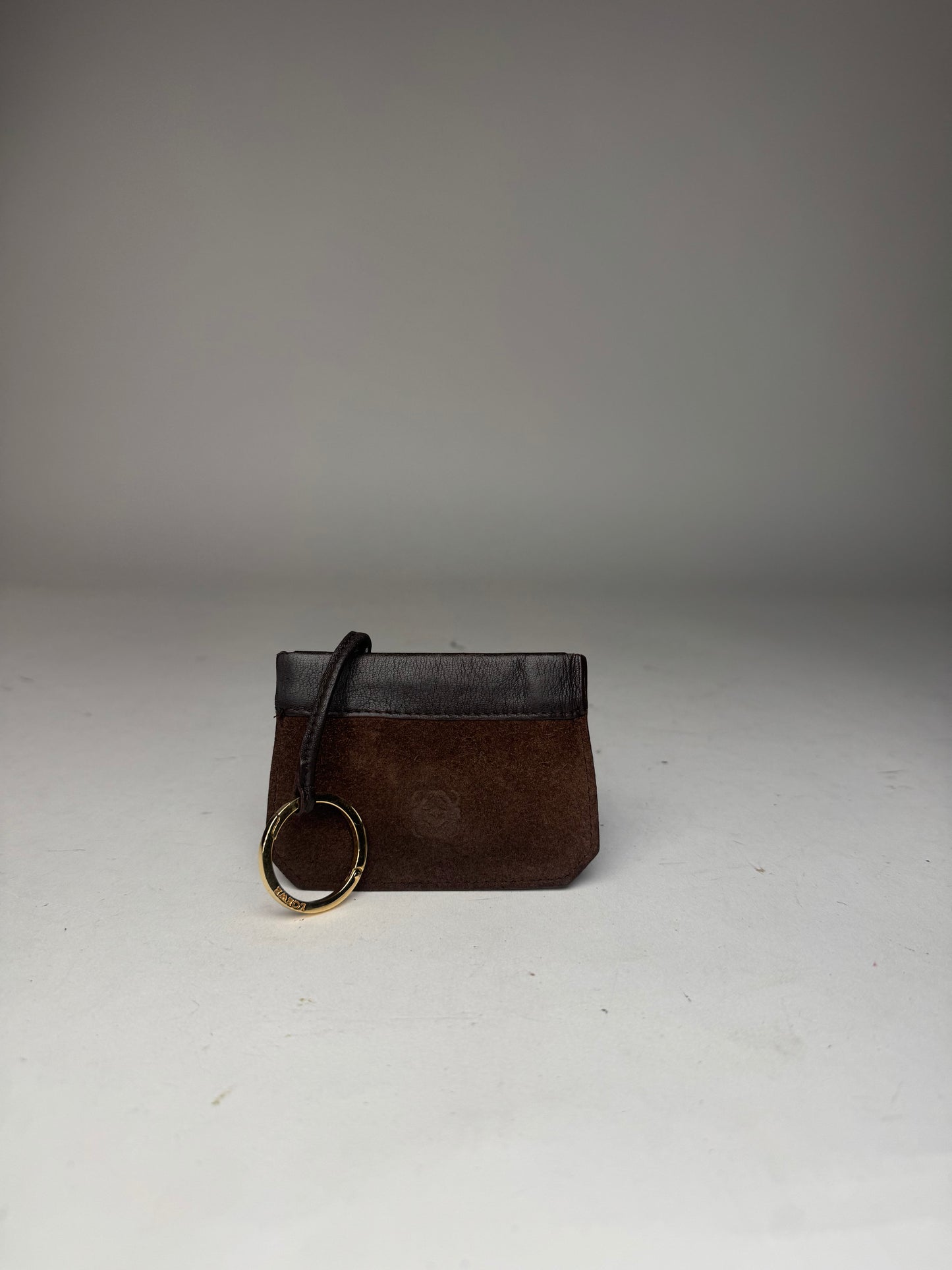 Vintage Loewe Suede Leather Card Holder Brown