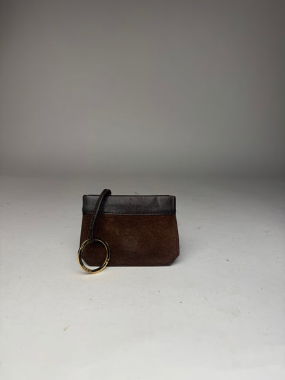 Vintage Loewe Suede Leather Card Holder Brown