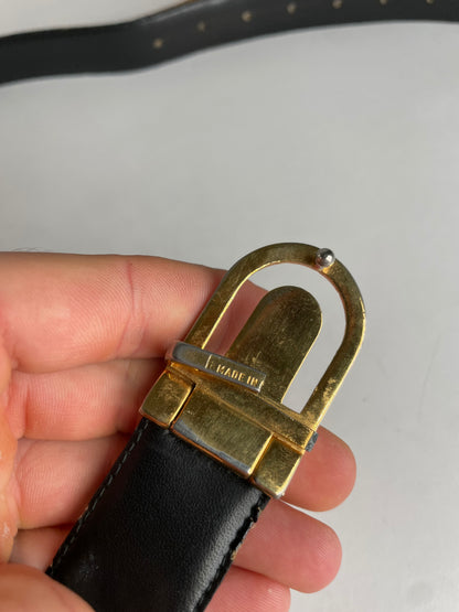 Vintage Givenchy Reversible Leather Belt Black Brown