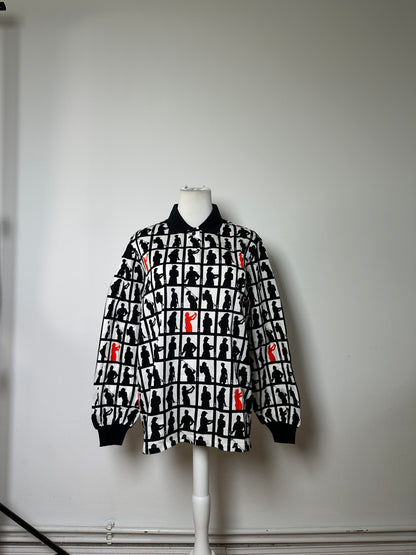 Vintage Dior Cotton Jacket Black White Red L