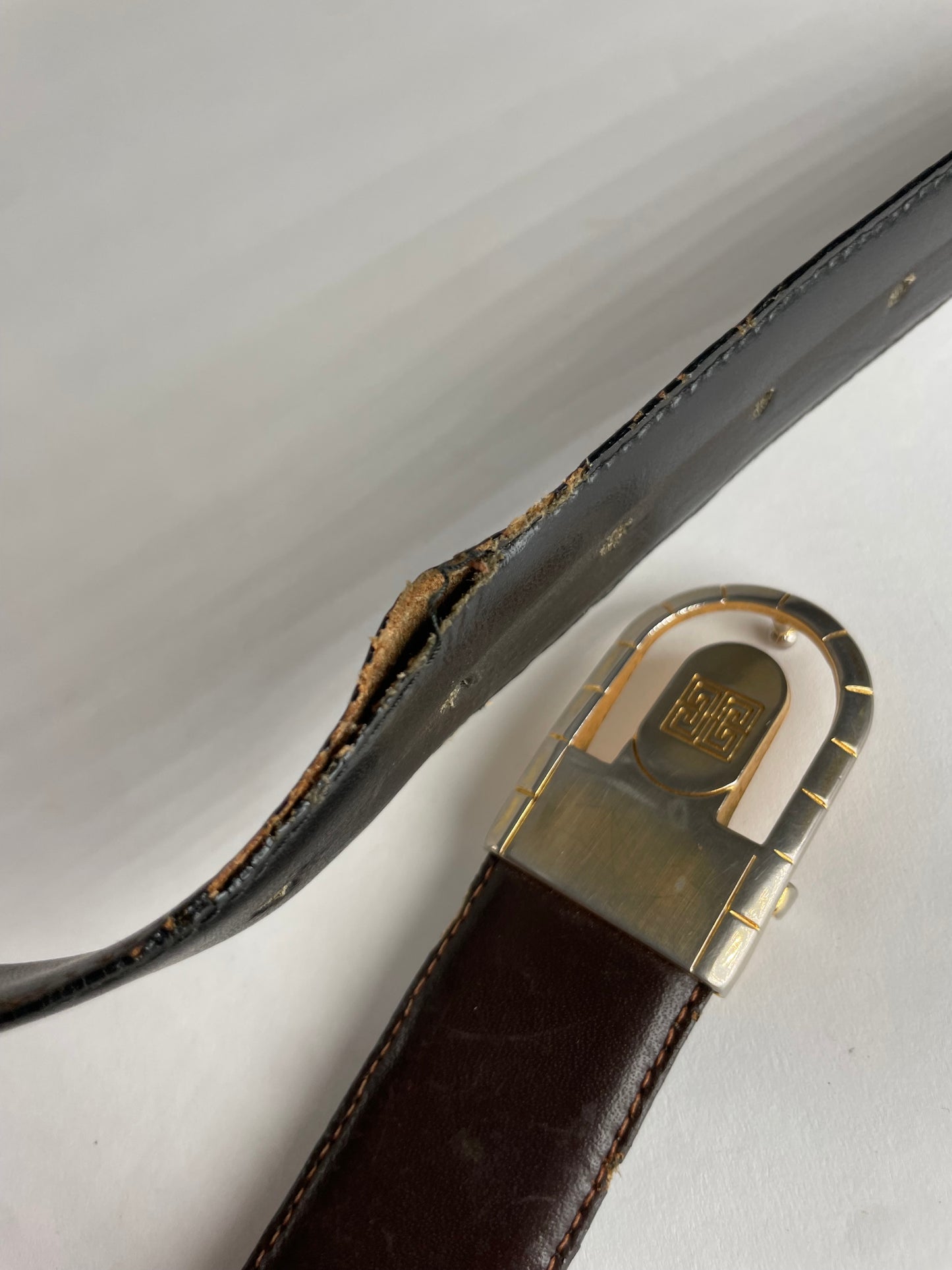 Vintage Givenchy Reversible Leather Belt Black Brown