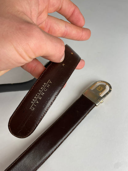 Vintage Givenchy Reversible Leather Belt Black Brown
