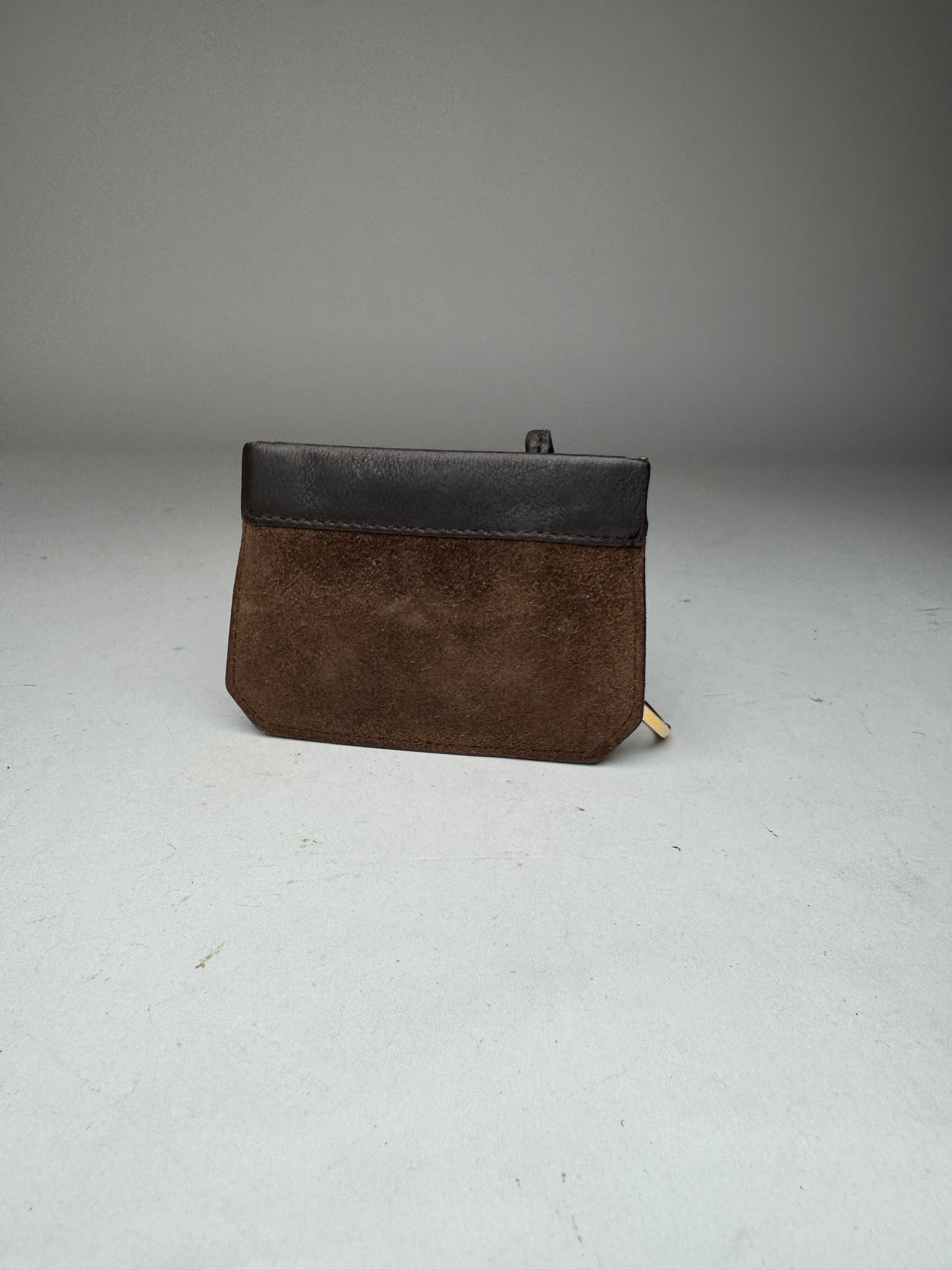 Vintage Loewe Suede Leather Card Holder Brown