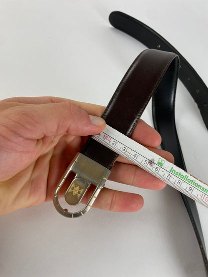 Vintage Givenchy Reversible Leather Belt Black Brown
