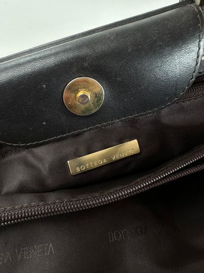 Vintage Bottega Veneta BV Monogram Canvas Handbag Beige