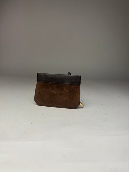 Vintage Loewe Suede Leather Card Holder Brown
